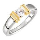 Platinum & 18 Karat Yellow Gold  0.25 Carat Diamond Solitaire Engagement Ring