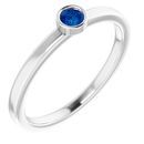 Genuine Sapphire Ring in Platinum 3 mm Round Genuine Sapphire Ring