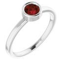Red Garnet Ring in Platinum 4.5 mm Round Mozambique Garnet Ring