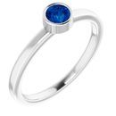 Genuine Sapphire Ring in Platinum 4 mm Round Genuine Sapphire Ring