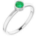 Chatham Created Emerald Ring in Platinum 4 mm Round Chatham Lab-Created Emerald Ring