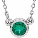 Natural Emerald Pendant in Platinum 4 mm Round Emerald Bezel-Set Solitaire 16