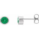 Genuine Emerald Earrings in Platinum 4 mm Round Emerald Birthstone Earrings