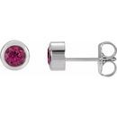 Pink Tourmaline Earrings in Platinum 4 mm Round Pink Tourmaline Birthstone Earrings