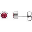 Genuine Ruby Earrings in Platinum 4 mm Round Ruby Birthstone Earrings