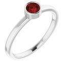 Red Garnet Ring in Platinum 4 mm Round Mozambique Garnet Ring