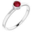 Genuine Ruby Ring in Platinum 4 mm Round Ruby Ring