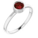 Red Garnet Ring in Platinum 5 mm Round Mozambique Garnet Ring