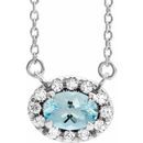 Genuine Aquamarine Necklace in Platinum 5x3 mm Oval Aquamarine & .05 Carat Diamond 16