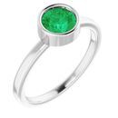 Emerald Ring in Platinum 6 mm Round Emerald Ring