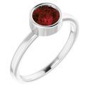 Red Garnet Ring in Platinum 6 mm Round Mozambique Garnet Ring