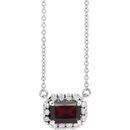 Red Garnet Necklace in Platinum 6x4 mm Emerald Mozambique Garnet & 1/5 Carat Diamond 16