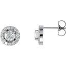 Natural Diamond Earrings in Platinum 7/8 Carat Diamond Halo-Style Earrings