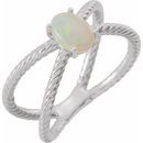 Genuine Opal Ring in Platinum 7x5 mm Opal Criss-Cross Rope Ring