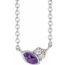 Genuine Amethyst Necklace in Platinum Amethyst & .03 Carat Diamond 18