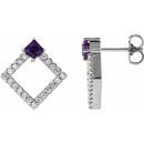 Genuine Amethyst Earrings in Platinum Amethyst & 1/3 Carat Diamond Earrings