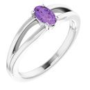 Genuine Amethyst Ring in Platinum Amethyst Solitaire Youth Ring