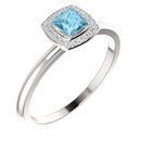 Platinum Aquamarine & .05 Carat Diamond Ring