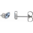 Genuine Aquamarine Earrings in Platinum Aquamarine & .05 Carat Diamond Earrings
