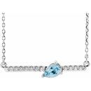 Genuine Aquamarine Necklace in Platinum Aquamarine & 1/10 Carat Diamond 18