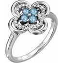 Genuine Aquamarine Ring in Platinum Aquamarine & 1/10 Carat Diamond Ring