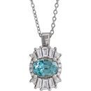 Genuine Aquamarine Necklace in Platinum Aquamarine & 1/3 Carat Diamond 16-18