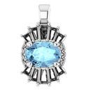 Genuine Aquamarine Pendant in Platinum Aquamarine & 1/3 Carat Diamond Pendant