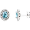 Platinum Aquamarine & 0.20 Carat Diamond Halo-Style Earrings