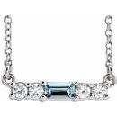 Genuine Aquamarine Necklace in Platinum Aquamarine & 1/5 Carat Diamond 16