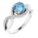 Genuine Aquamarine Ring in Platinum Aquamarine & 1/5 Carat Diamond Ring