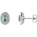 Shop Platinum Aquamarine & 0.17 Carat Diamond Halo-Style Earrings