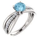 Platinum Aquamarine & 0.17 Carat Diamond Ring