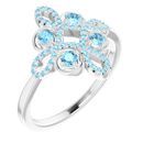 Genuine Aquamarine Ring in Platinum Aquamarine & 1/6 Carat Diamond Clover Ring