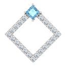 Genuine Aquamarine Pendant in Platinum Aquamarine & 3/8 Carat Diamond Pendant