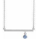 Genuine Aquamarine Necklace in Platinum Aquamarine Bezel-Set 18