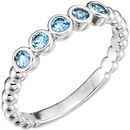 Platinum Aquamarine Bezel-Set Beaded Ring