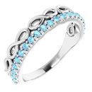 Genuine Aquamarine Ring in Platinum Aquamarine Infinity-Inspired Stackable Ring