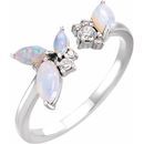 Platinum Australian Opal & 1/10 Carat Weight Diamond Negative Space Ring