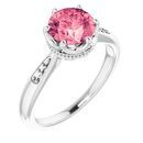Genuine Topaz Ring in Platinum Baby Pink Topaz & .06 Carat Diamond Ring