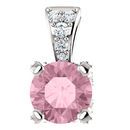 Platinum Baby Pink Topaz & 0.10 Carat Diamond Pendant