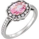 Platinum Baby Pink Topaz & 0.33 Carat Diamond Ring