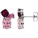Platinum Baby Pink Topaz, Rhodolite Garnet & Pink Tourmaline Earrings