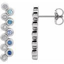 Multi-Gemstone Earrings in Platinum Genuine Multi-Gemstone & 1/10 Carat Diamond Bezel-Set Bar Earrings