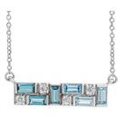 Platinum Blue Multi-Gemstone & .125 Carat Weight Diamond Bar 16