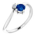 Genuine Sapphire Ring in Platinum Genuine Sapphire & .025 Carat Diamond Ring