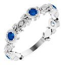 Genuine Sapphire Ring in Platinum Genuine Sapphire & .03 Carat Diamond Leaf Ring