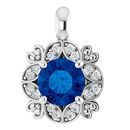 Genuine Sapphire Pendant in Platinum Genuine Sapphire & .04 Carat Diamond Pendant