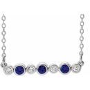 Genuine Sapphire Necklace in Platinum Genuine Sapphire & .08 Carat Diamond Bezel-Set Bar 16-18