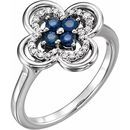 Genuine Sapphire Ring in Platinum Genuine Sapphire & 1/10 Carat Diamond Ring