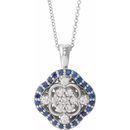 Real Diamond Necklace in Platinum Genuine Sapphire & 1/3 Carat Diamond 16-18